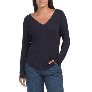 WEARABLES BY XCVI Navy Bryant Ribbed V-neck Top